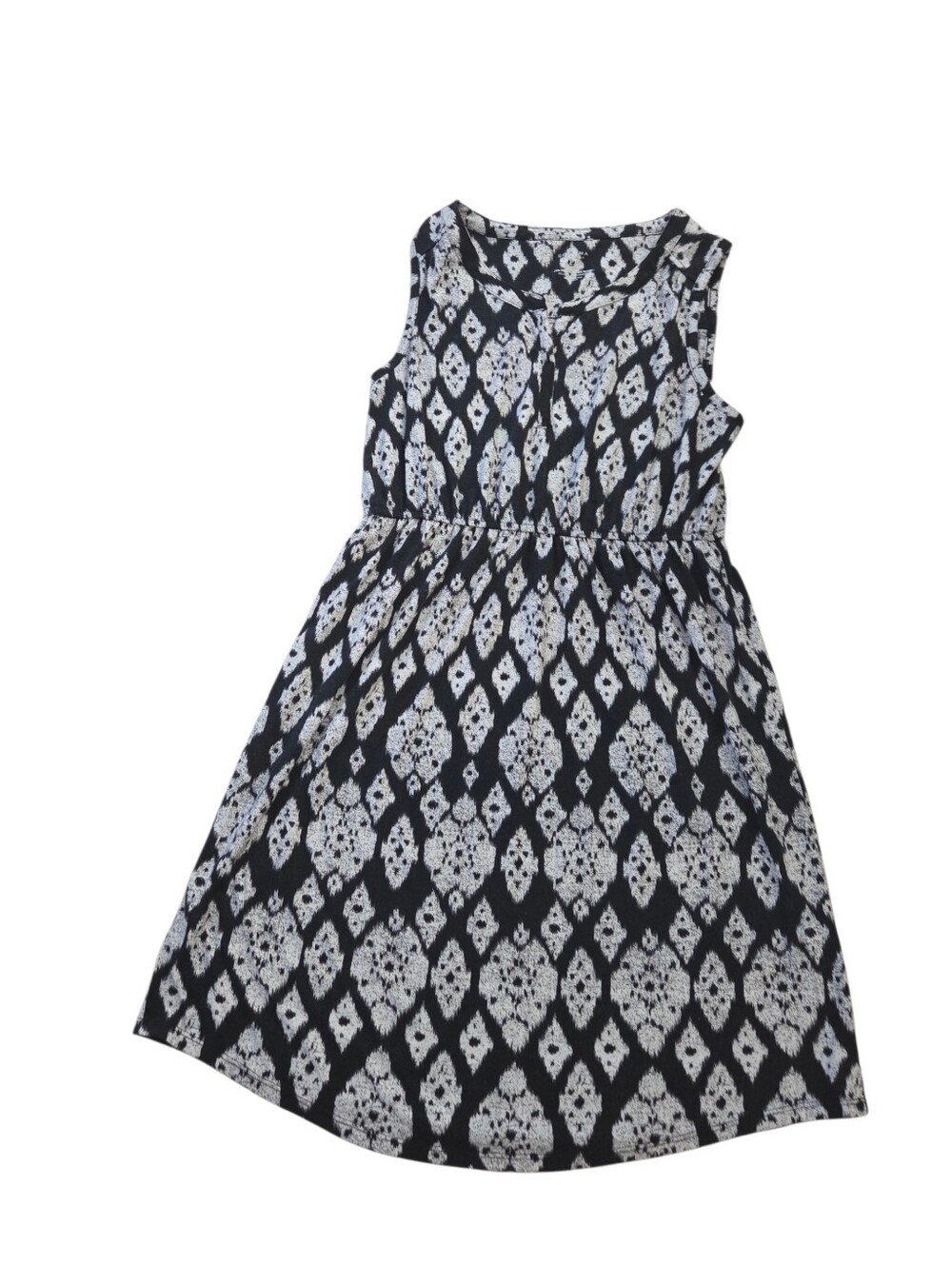 Sonoma black/white print sleeveless A-line knee length dress, PL. EUC.